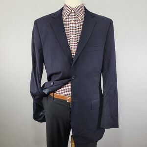 Pronto Uomo Men's Sport Coat Blazer Two Button Navy Blue‎ Solid Wool Size 42XL